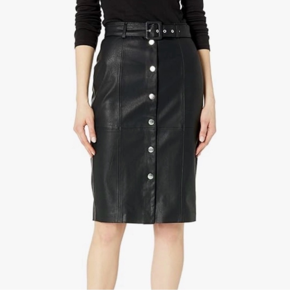 Blank NYC Black Leather Pencil Skirt